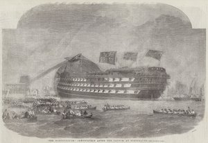 El Marlborough, inmediatamente después del lanzamiento, en Portsmouth
